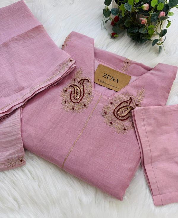 ✨ Premium Mul Chanderi Handwork Kurti Set – Top, Bottom & Dupatta ✨