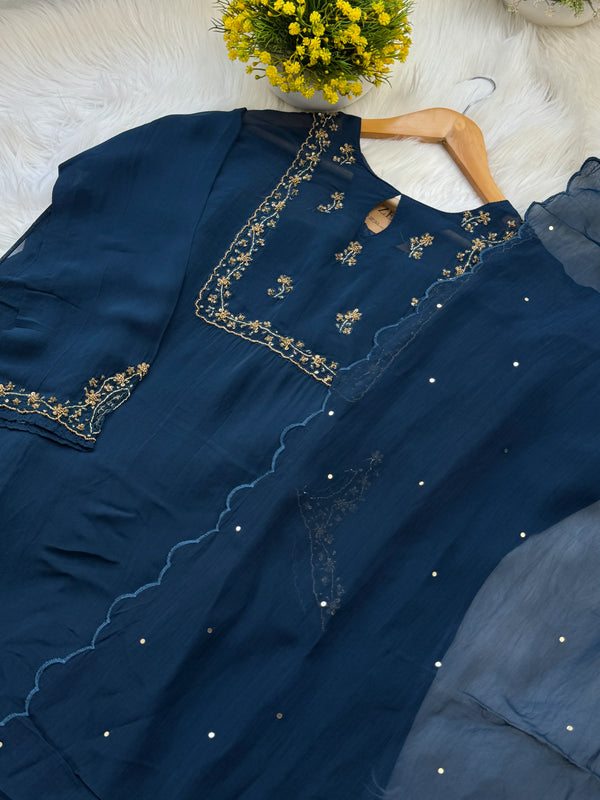 ✨ Viscose Organza Hand-Detailed Party Wear Suit ✨