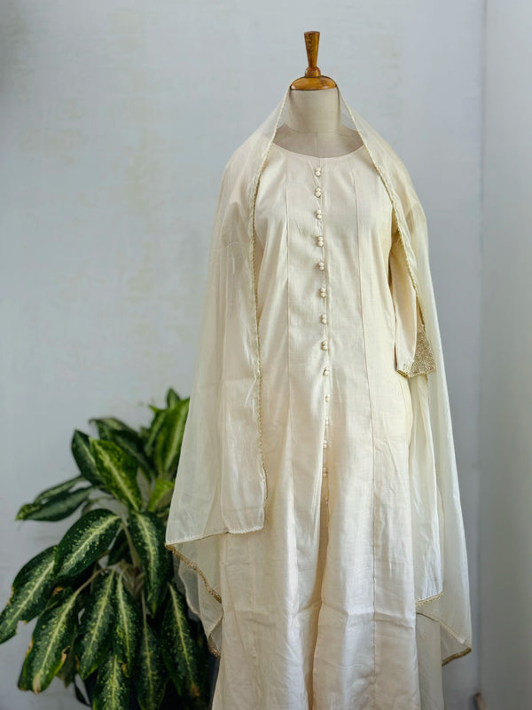 Tissue silk A-aline party wear Kurti set