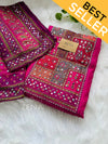 Unstitched Organza Digital Printed Suit with Mirror Work – Lightweight Festive