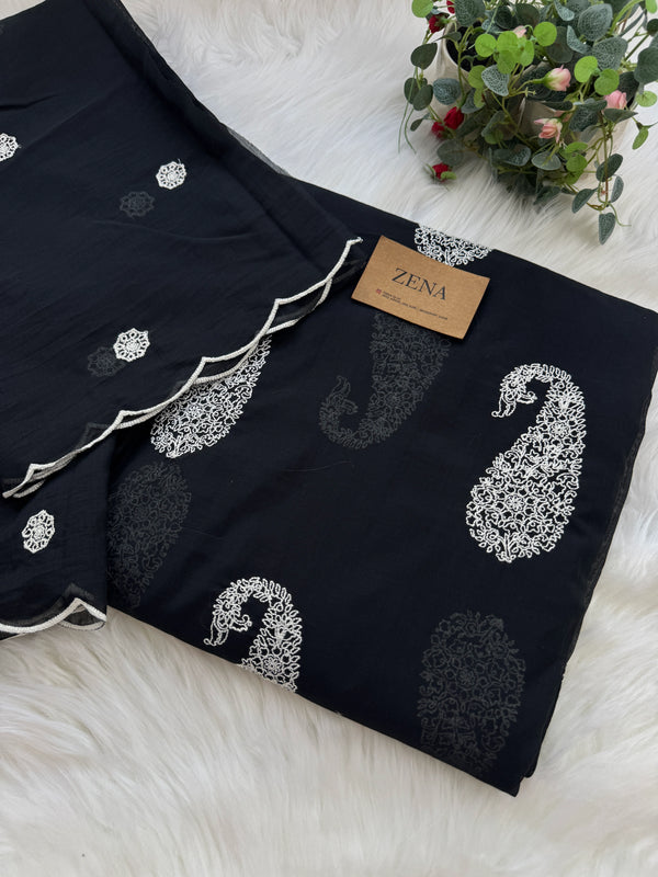 🌟 Mul Chanderi Embroidered Unstitched Suit