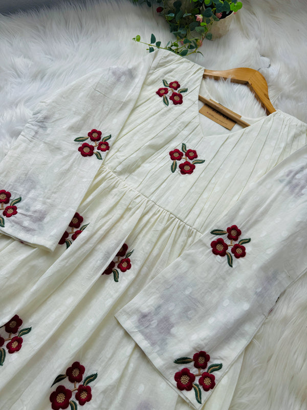 Pure Cotton Embroidered Anarkali Suit – Comfort Wrapped in Elegance 🌸