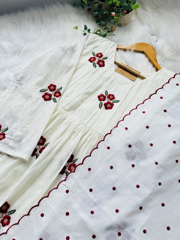 Pure Cotton Embroidered Anarkali Suit – Comfort Wrapped in Elegance 🌸