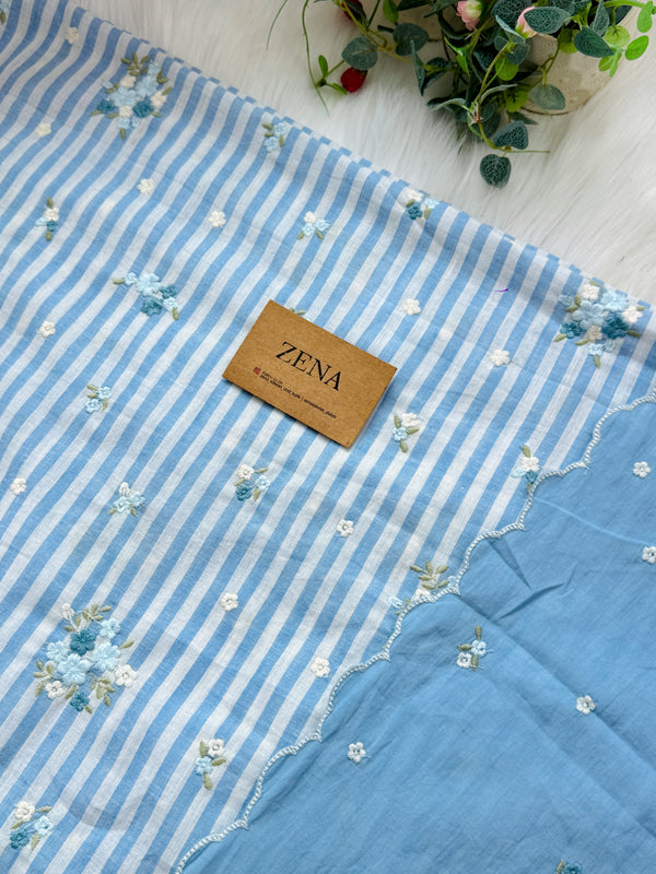 Unstitched Pure Cotton Kurti Set – Top, Bottom & Dupatta 🌿