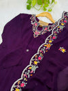 Pure Chinon Handwork A-Line Kurti Set
