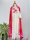 Premium Mul Chanderi Handwork Kurti Set with Bandhani Dupatta