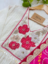 Premium Mul Chanderi Handwork Kurti Set with Bandhani Dupatta