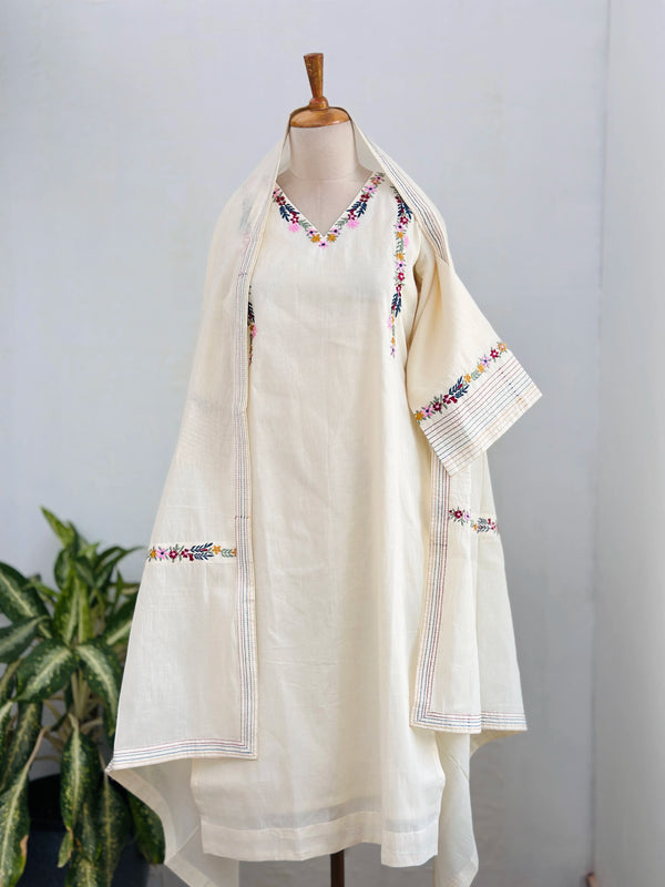 Pure Cotton Embroidery Kurti Set (Ready to Wear)