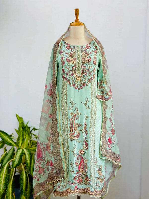 Glam Crepe Mirror Work Ready to wear Kurti Set