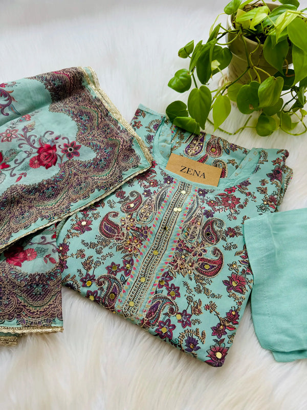 Glam Crepe Mirror Work Ready to wear Kurti Set
