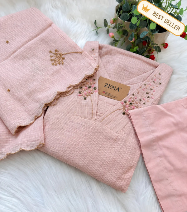 ✨ Premium Cotton Kota Doria A-Line Kurti Set ✨