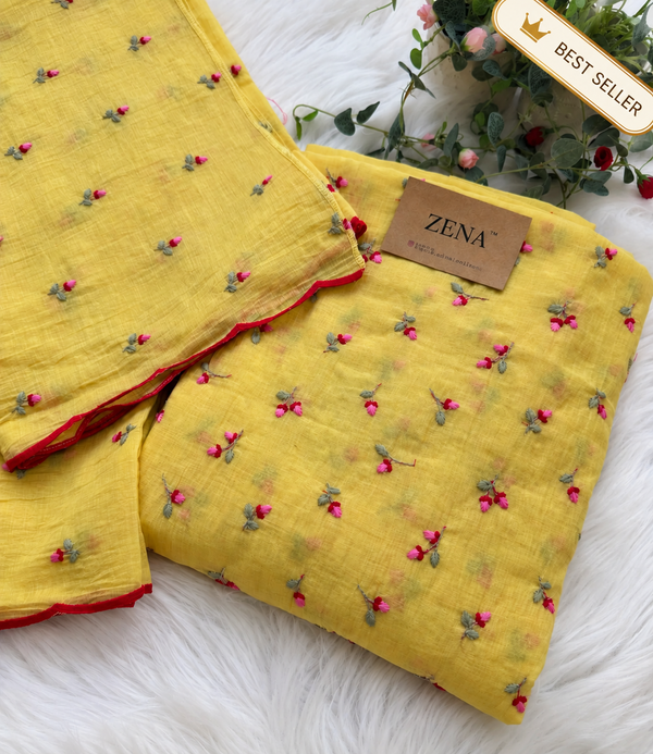 Premium Mul Chanderi Embroidered Unstitched Suit – Redefining Ethnic Elegance