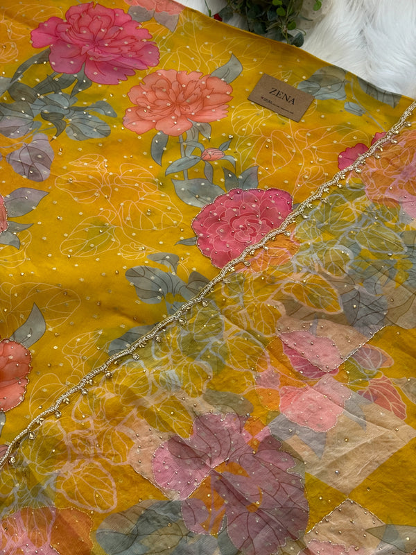 ✨ Pure Organza Handwork Party Wear Unstitched Suit ✨