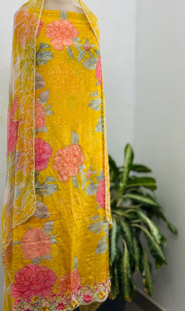 ✨ Pure Organza Handwork Party Wear Unstitched Suit ✨