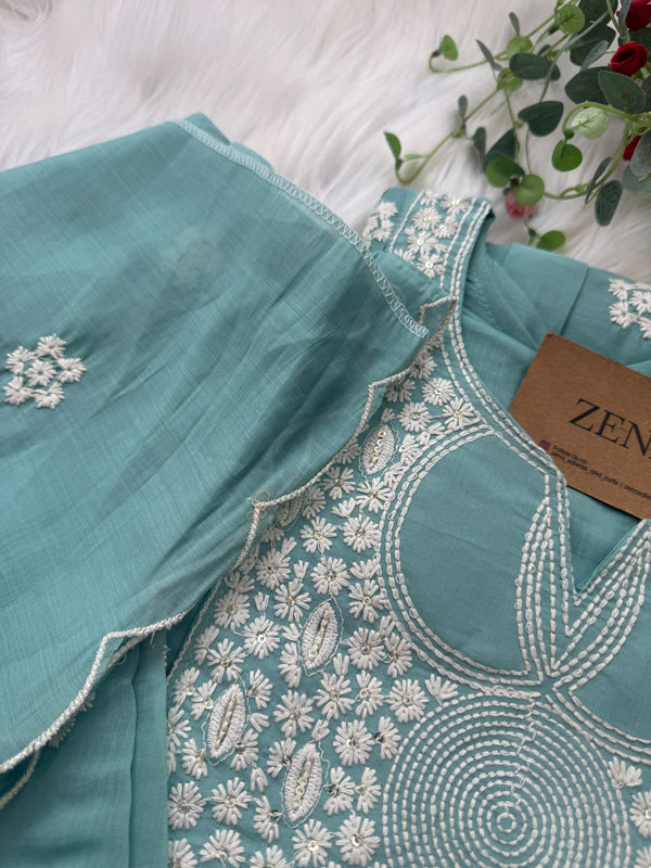 🌙 Mul Chanderi Embroidered Anarkali Set 🌙