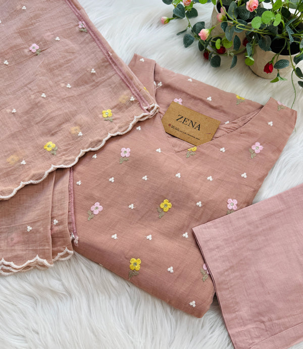 ✨ Pure Mul Chanderi Embroidered Kurti Set ✨