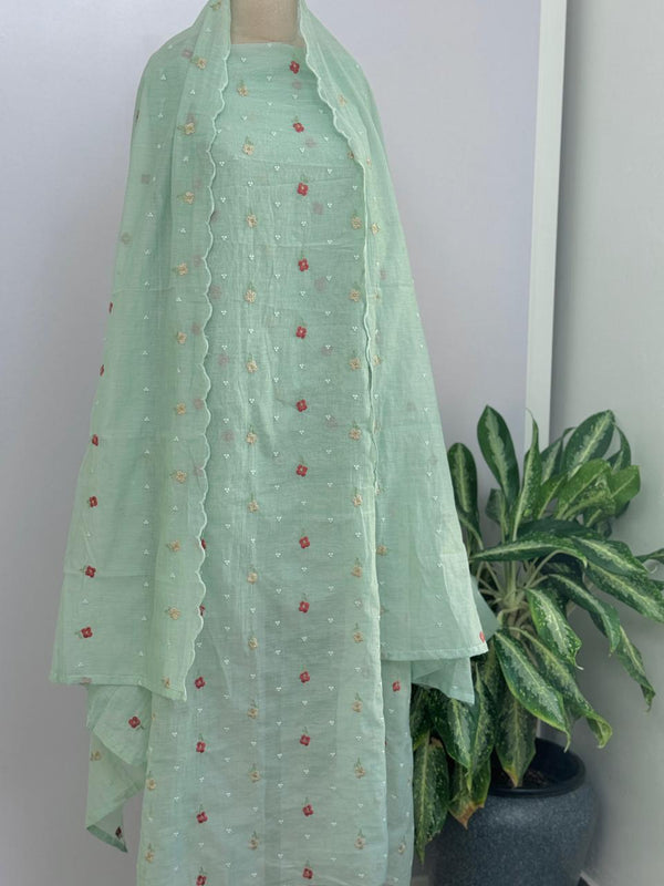 Premium Mul Chanderi Embroidered Unstitched Suit – Redefining Ethnic Elegance