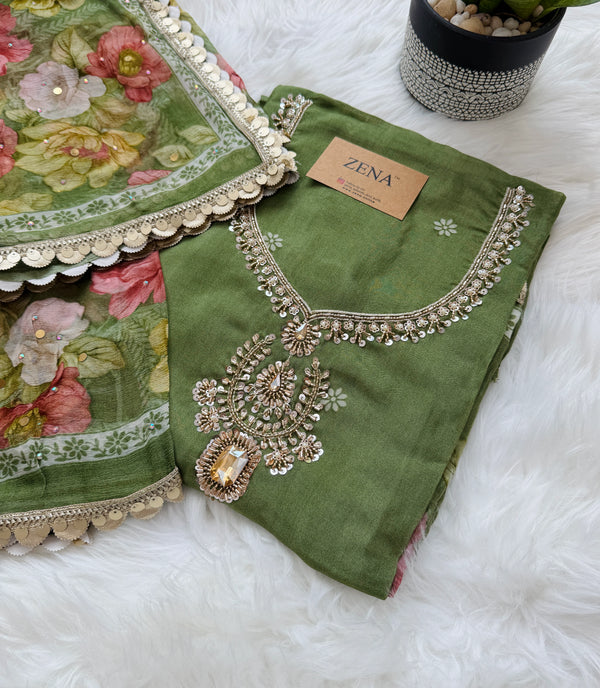✨ Crepe Hand-Detailed Unstitched Suit ✨