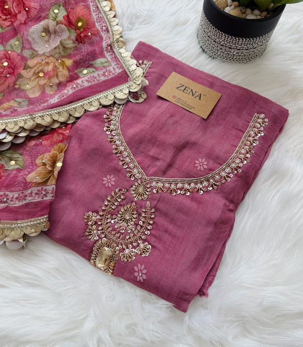 ✨ Crepe Hand-Detailed Unstitched Suit ✨