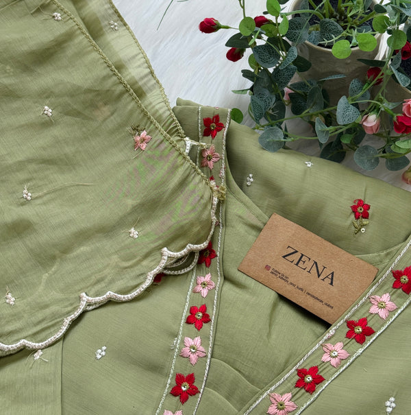 ✨ Glass Chanderi Embroidered Anarkali ✨