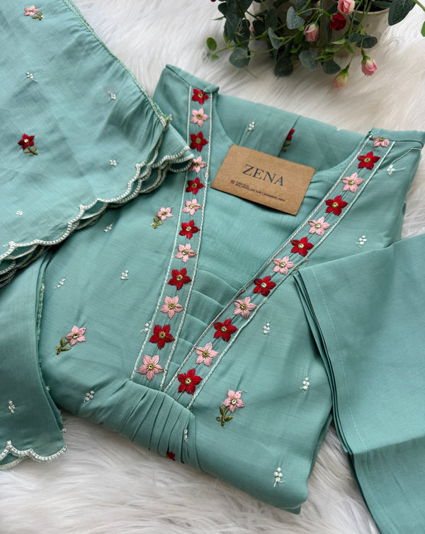 ✨ Glass Chanderi Embroidered Anarkali ✨