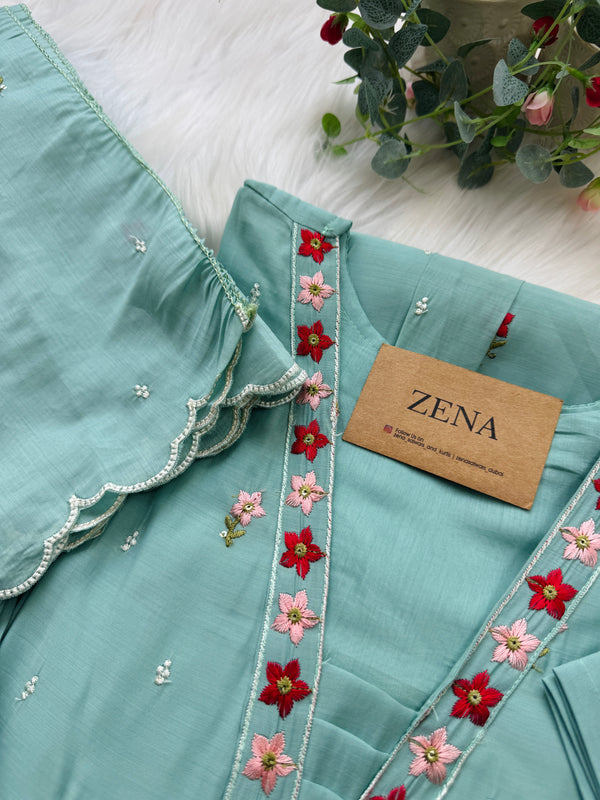 ✨ Glass Chanderi Embroidered Anarkali ✨