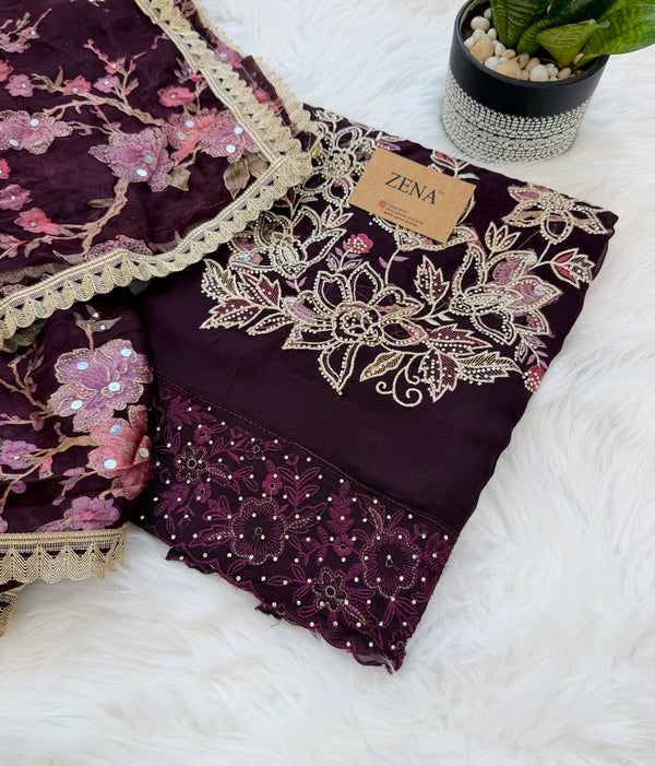 Crepe Hand-Detailed Unstitched Suit ✨