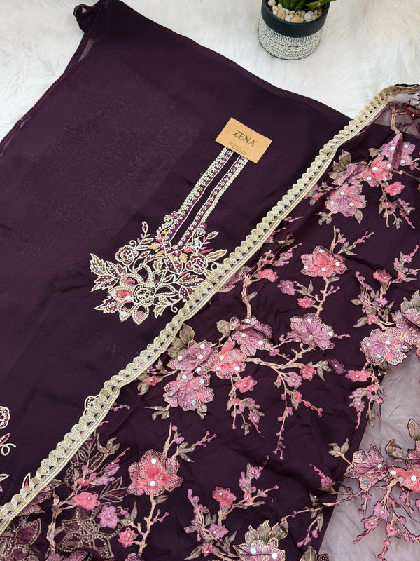 Crepe Hand-Detailed Unstitched Suit ✨