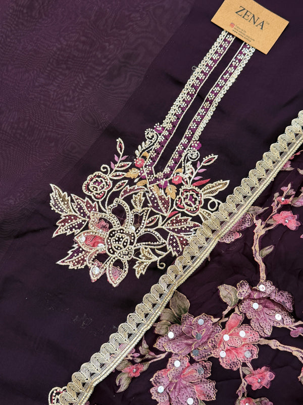 Crepe Hand-Detailed Unstitched Suit ✨