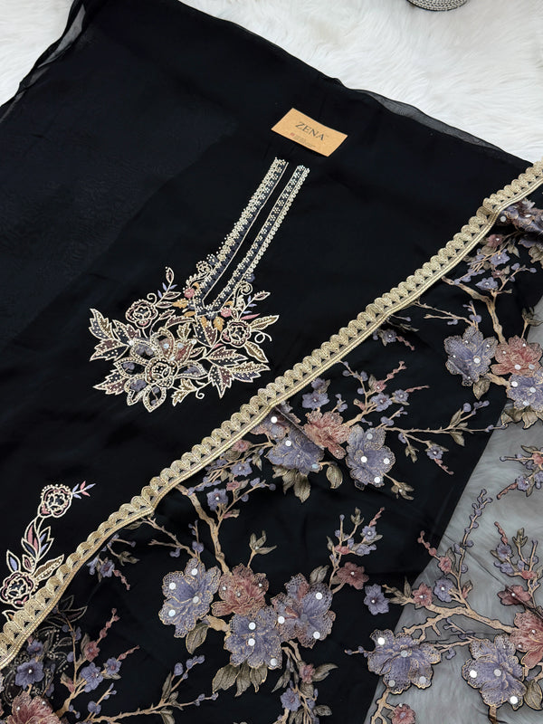 Crepe Hand-Detailed Unstitched Suit ✨