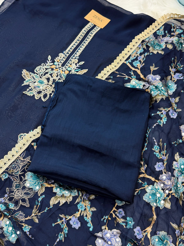 Crepe Hand-Detailed Unstitched Suit ✨