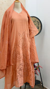 ✨ Glass Chanderi Embroidered A-Line Kurti Set ✨