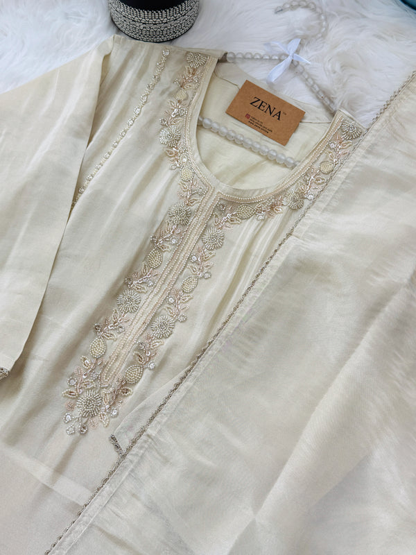 ✨ Tissue Silk Handwork Party Wear Kurti Set ✨