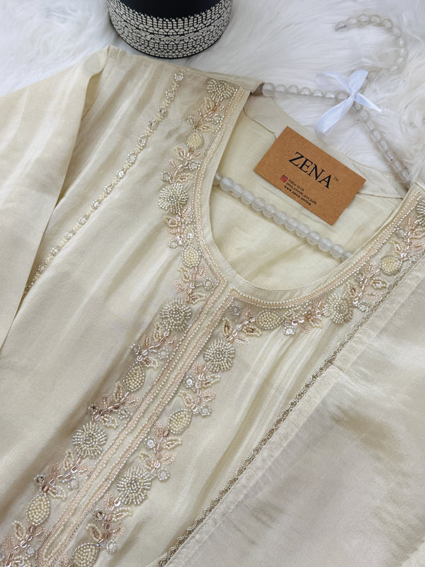 ✨ Tissue Silk Handwork Party Wear Kurti Set ✨