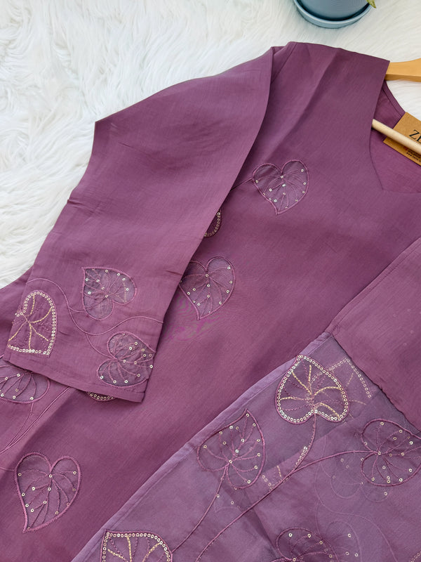 ✨ Mul Chanderi Handwork Kurti Set