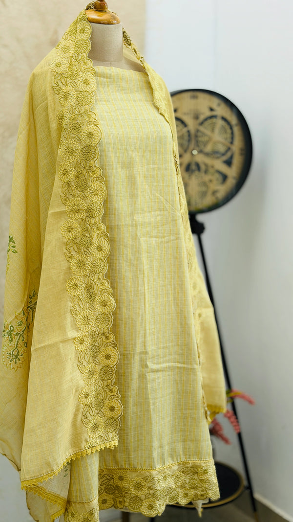 🌼 Pure Cotton Unstitched Suit – Onam Arrival ✨