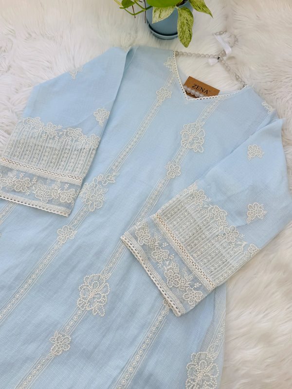 ✨ Kota Doria Embroidered Kurti Set