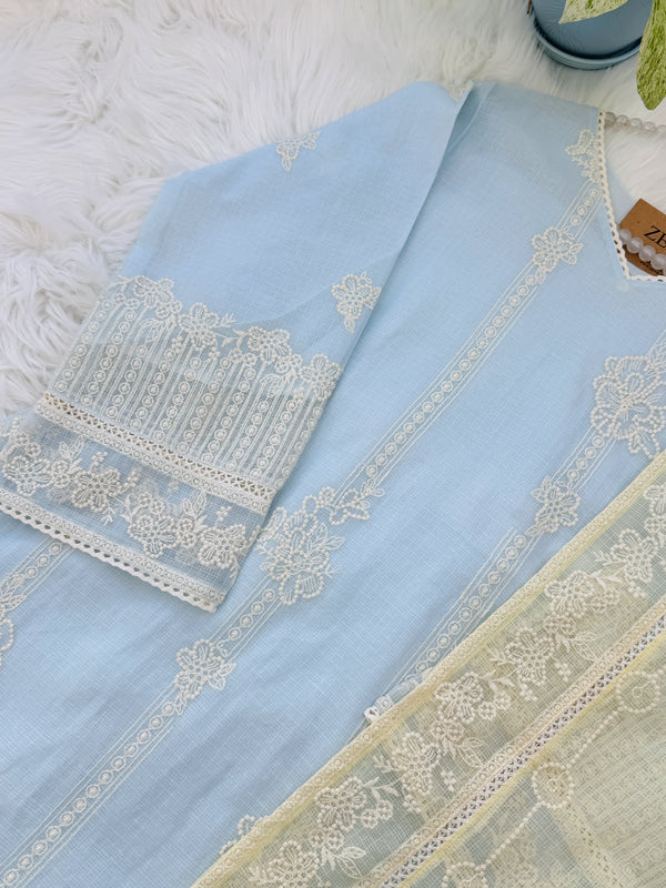 ✨ Kota Doria Embroidered Kurti Set
