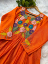 Mul Chanderi Hand Detailed Anarkali Set
