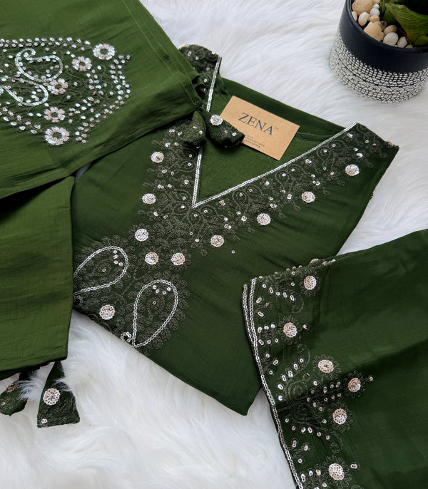 ✨ Premium Mul Chanderi Handwork Kurti Set ✨
