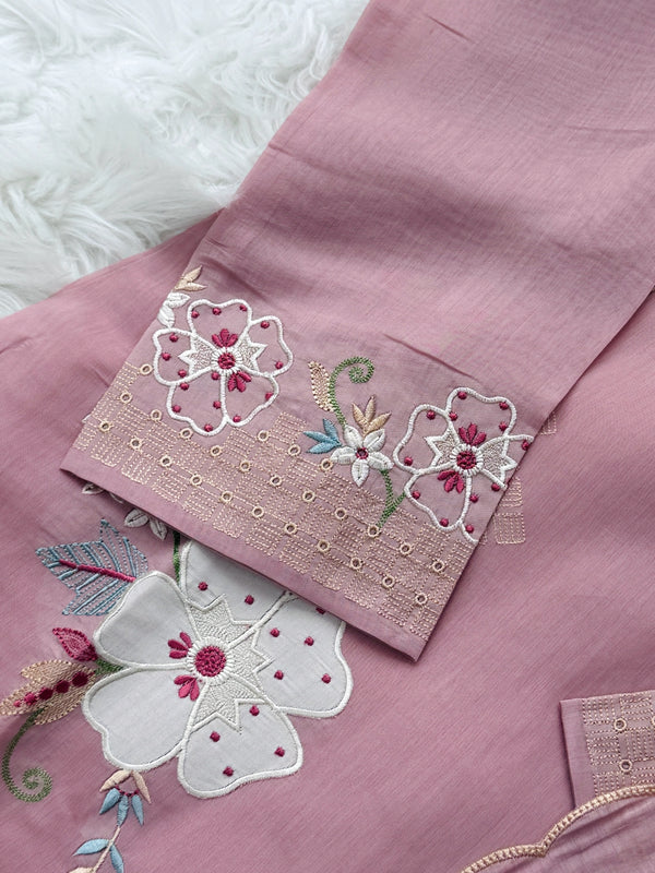✨ Premium Mul Chanderi Appliqué Work Kurti Set ✨