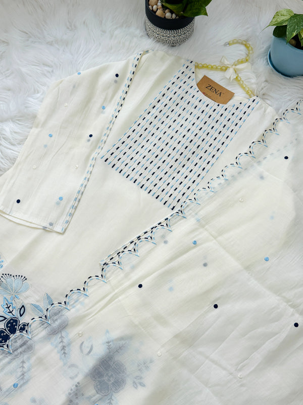 ✨ Premium Mul Chanderi Appliqué Work Kurti Set ✨