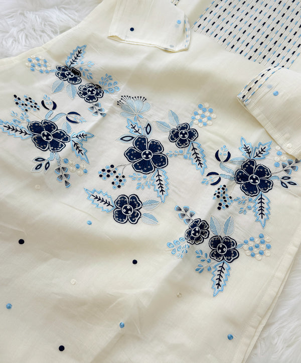 ✨ Premium Mul Chanderi Appliqué Work Kurti Set ✨