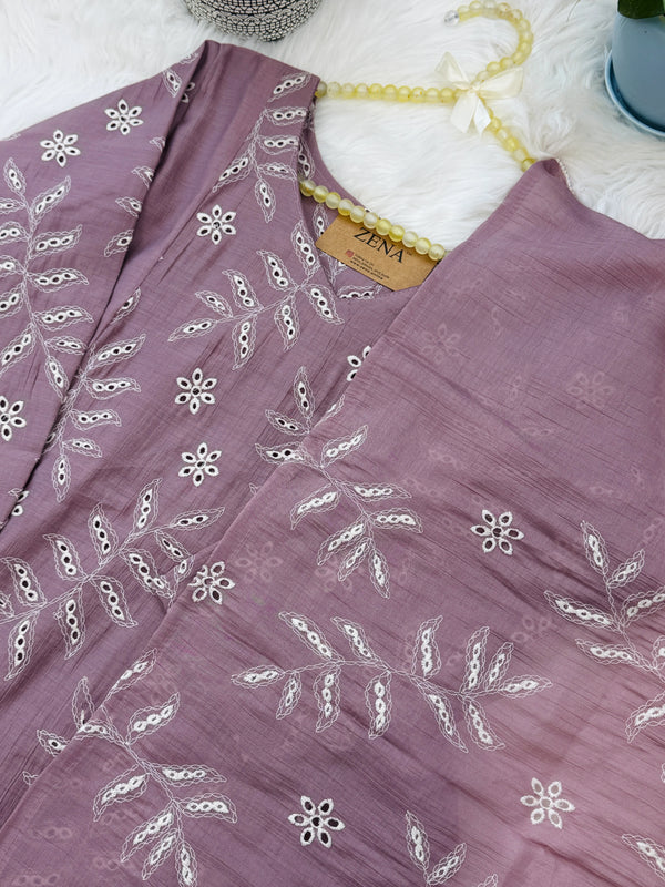 ✨ Coral Crush Chanderi A-Line Kurti Set ✨