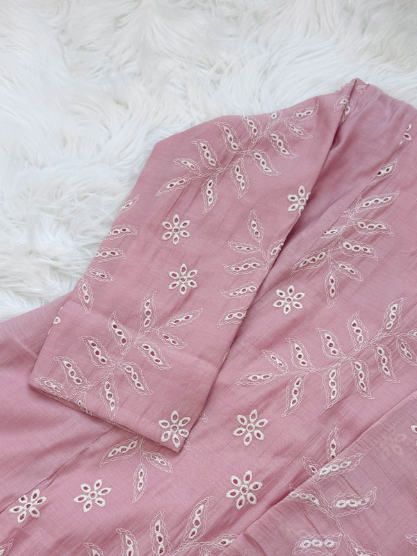 ✨ Coral Crush Chanderi A-Line Kurti Set ✨