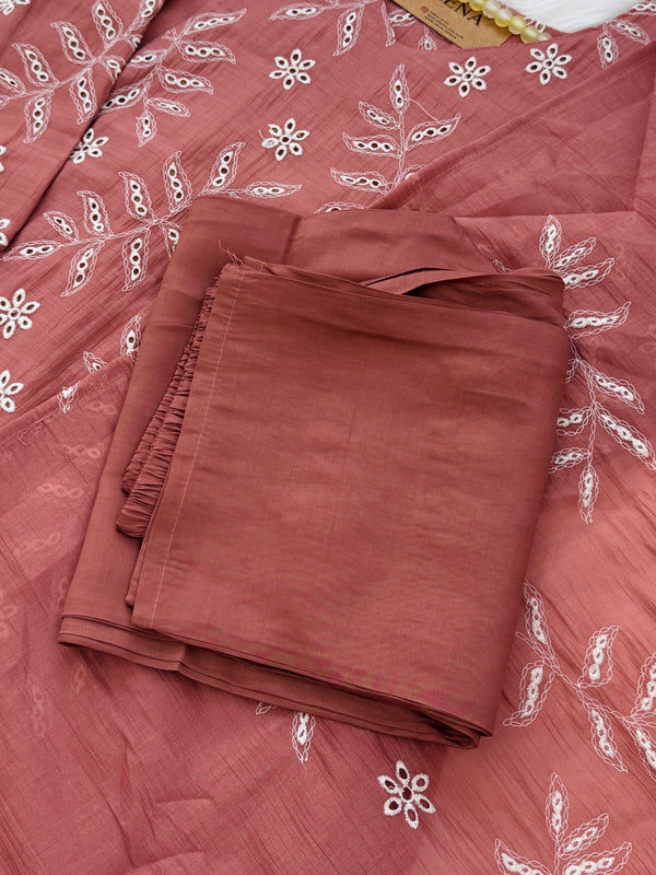 ✨ Coral Crush Chanderi A-Line Kurti Set ✨
