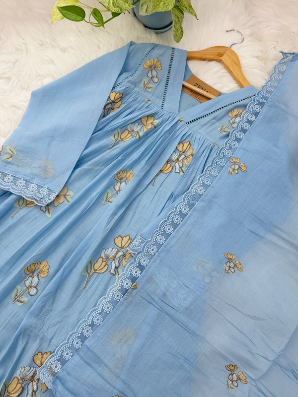 ✨ Pure Mul Chanderi Embroidery Work Anarkali Set