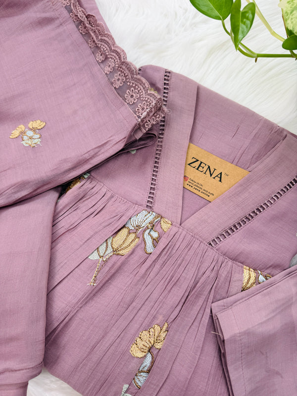✨ Pure Mul Chanderi Embroidery Work Anarkali Set