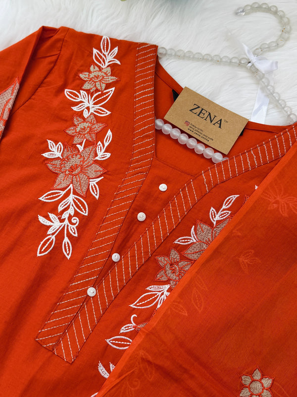✨ Pure Cotton Embroidered Kurti Set