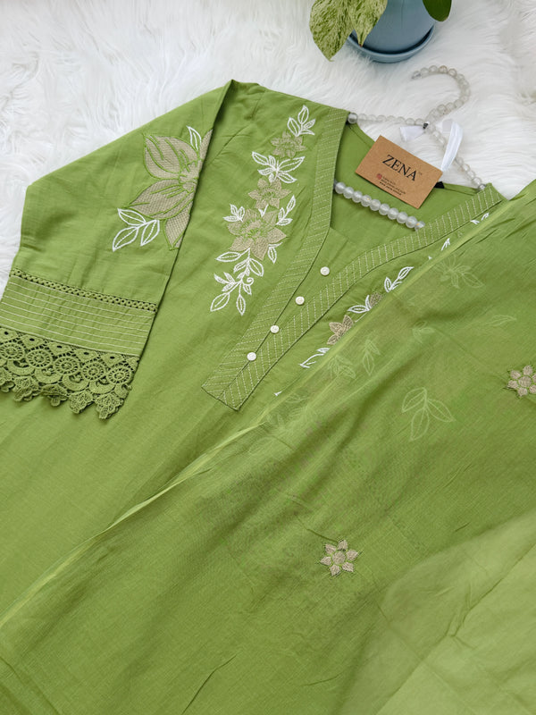 ✨ Pure Cotton Embroidered Kurti Set